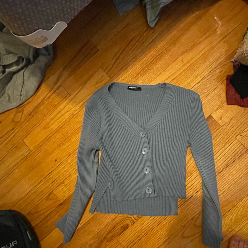 Blue button down sweater